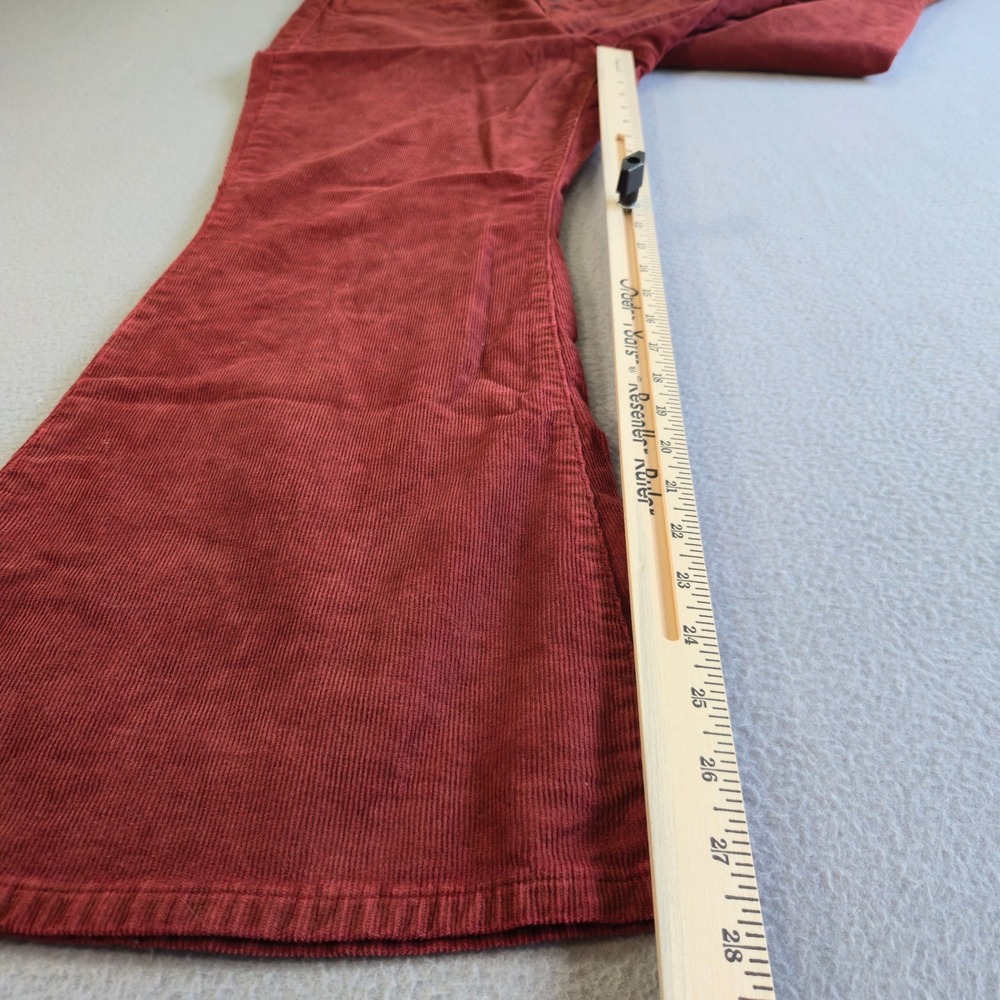 American Eagle Corduroy Pants Women 16 Short Rust Red Super Hi-Rise Flare Button - Picture 5 of 8